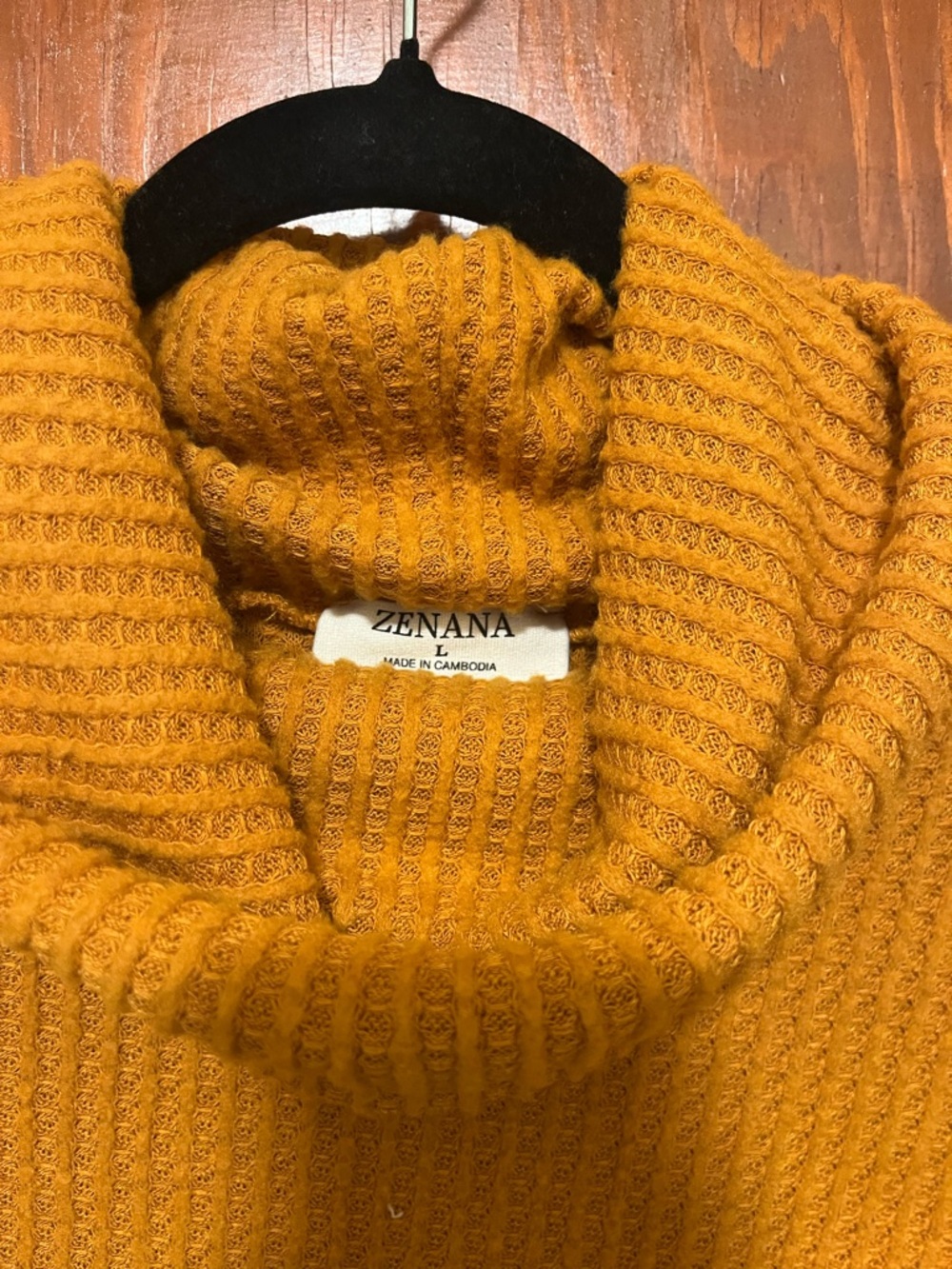 Zenana Outfitters Mustard Yellow Cowl Neck Sweater - Picture 2 of 3